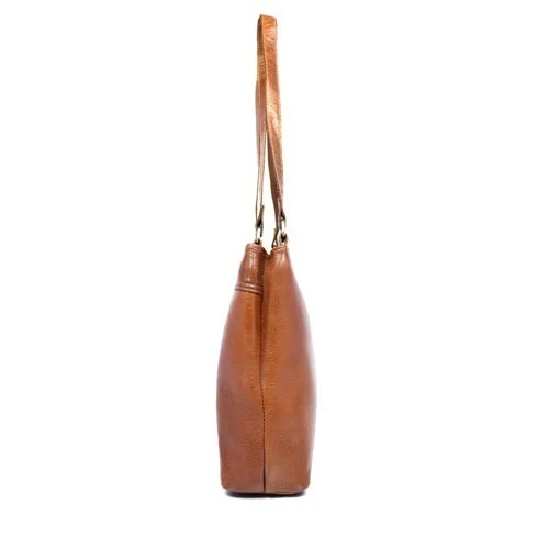 Leather Full Grain Natural Leather Top Handle Tote Handbags & Shoulder Bags - Regular Sizes, Yellow Orange