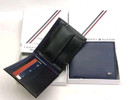 Genuine Leather Men's Trendy Wellets Collection - Size: 11 × 9 cm (Closed)Open Size: 22 × 9 cm, BLACK