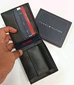 Genuine Leather Men's Trendy Wellets Collection - Size: 11 × 9 cm (Closed)Open Size: 22 × 9 cm, BLACK