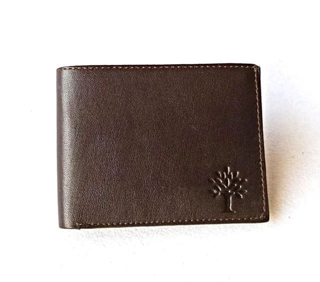 Genuine Leather Men's Trendy Wellets - Size: 11 × 9 cm (Closed)Open Size: 22 × 9 cm, Morocco Brown