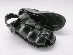 Genuine Leather Men's Trendy Sandals - 7, Black