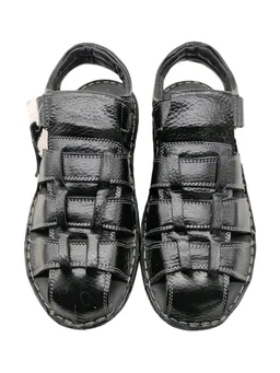 Genuine Leather Men's Trendy Sandals - 6, Black