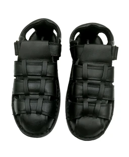 Genuine Leather Men's Trendy Comfort Full Sandals - 7, Black