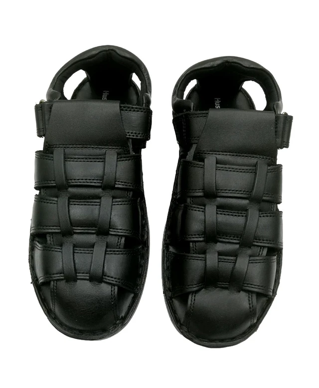Genuine Leather Men's Trendy Comfort Full Sandals - 7, Black