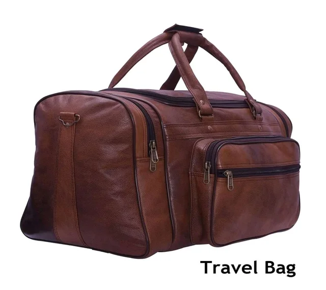 STEPSCART Classic Leather Travel Duffle Bag - 22 Inches, Yellow Orange