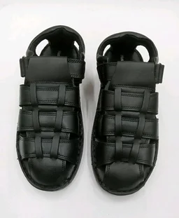 Genuine Leather Men's Trendy Comfort Full Sandals - 11, Black