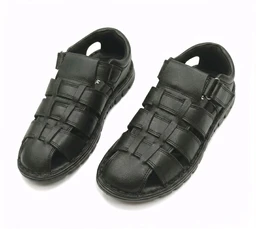 Genuine Leather Men's Trendy Comfort Full Sandals - 7, Black