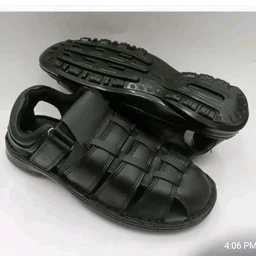 Genuine Leather Men's Trendy Comfort Full Sandals - 11, Black
