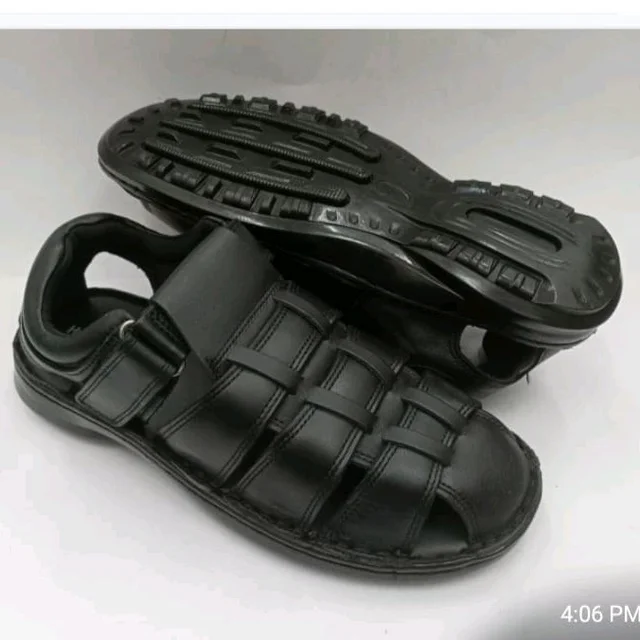 Genuine Leather Men's Trendy Comfort Full Sandals - 11, Black