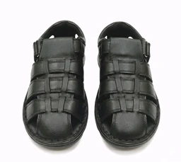 Genuine Leather Men's Trendy Comfort Full Sandals - 7, Black