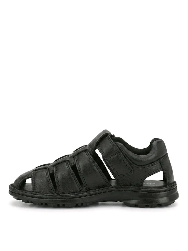 Genuine Leather Men's Trendy Comfort Full Sandals - 7, Black