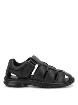 Genuine Leather Men's Trendy Comfort Full Sandals - 7, Black