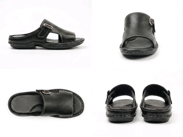 Royal Comfort Leather Sandals For Men - 6, Black
