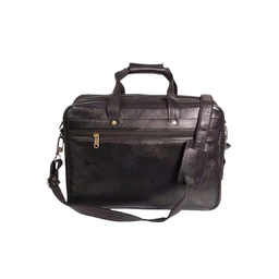 Elite Executive Genuine Leather Office Bag - Size → 15.6 Inch Laptop Compatible, Black