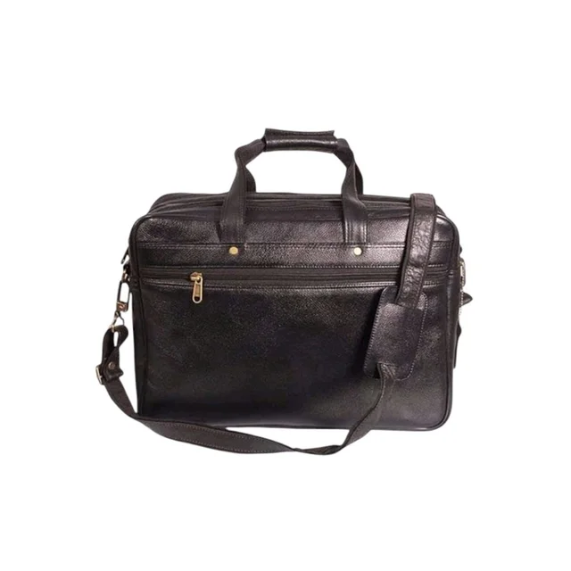 Elite Executive Genuine Leather Office Bag - Size → 15.6 Inch Laptop Compatible, Black
