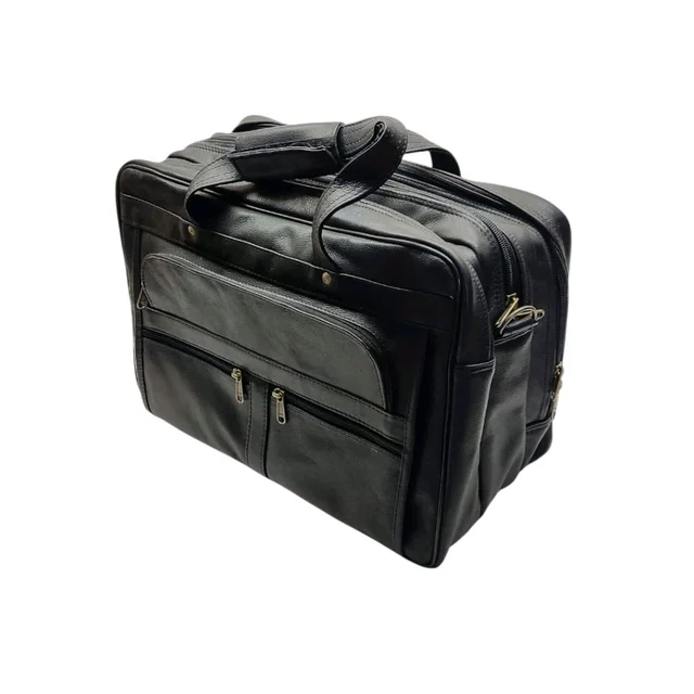 Elite Executive Genuine Leather Office Bag - Size → 15.6 Inch Laptop Compatible, Black