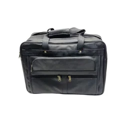 Elite Executive Genuine Leather Office Bag - Size → 15.6 Inch Laptop Compatible, Black