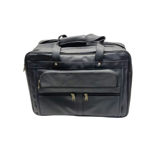 Elite Executive Genuine Leather Office Bag - Size → 15.6 Inch Laptop Compatible, Black