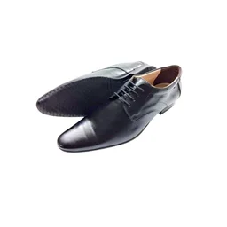 Premium Genuine Leather Formal Derby Shoes - 7, Black