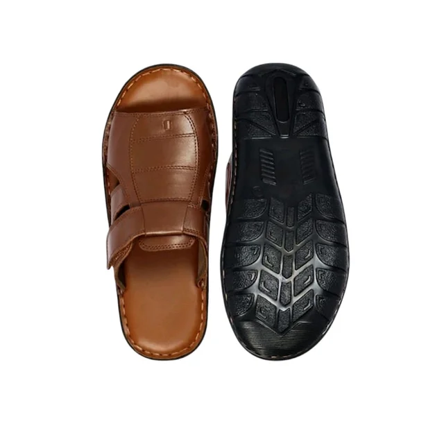 Premium Quality Leather Comfort Trendy Sandal for Men - 6, Tangerine