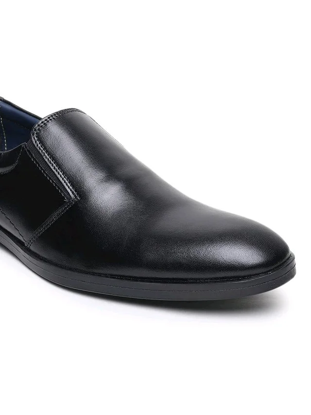 Premium Black Leather Slip-On Formal Shoes – Office & Party Wear - 7, Black