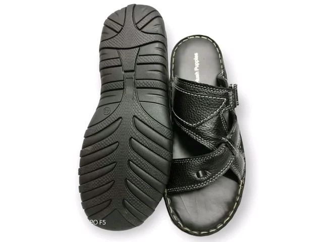 Primium Quality Leather Men's Trendy Sandals - 6, Black