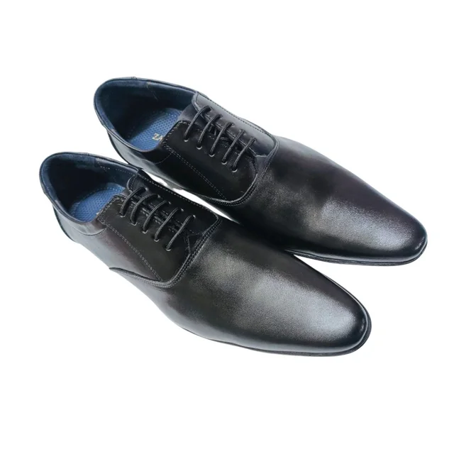 Genuine Leather Men's Trendy Oxford Plain Lace Up Shoes - 8, Black