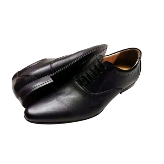 Genuine Leather Men's Trendy Oxford Plain Lace Up Shoes - 9, Black