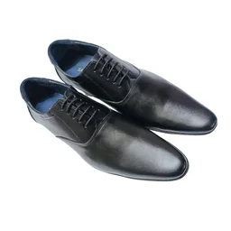 Genuine Leather Men's Trendy Oxford Plain Lace Up Shoes - 9, Black