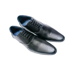 Genuine Leather Men's Trendy Oxford Plain Lace Up Shoes - 10, Black
