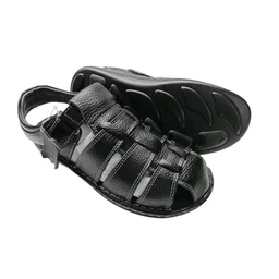 Genuine Leather Men's Trendy Sandals - 7, Black