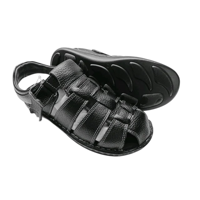 Genuine Leather Men's Trendy Sandals - 11, Black
