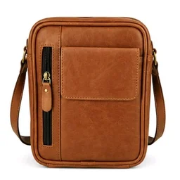 Premium Leather Crossbody Sling Bag for Unique – Compact Multi Pocket Daily Use Bag - Standard, Tangerine