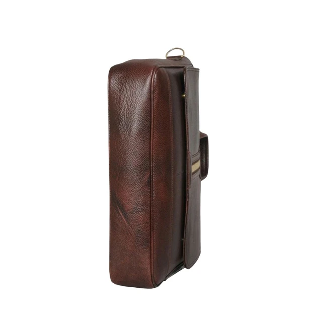 STEPSCART Royal Edge Leather Messenger Bag - Size: 15.5 Inches, Brown