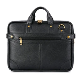 premium-genuine-leather-laptop-slim-single-compartment-bag-15-5-inch - Size: 15.5 Inches, Black
