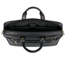 premium-genuine-leather-laptop-slim-single-compartment-bag-15-5-inch - Size: 15.5 Inches, Black