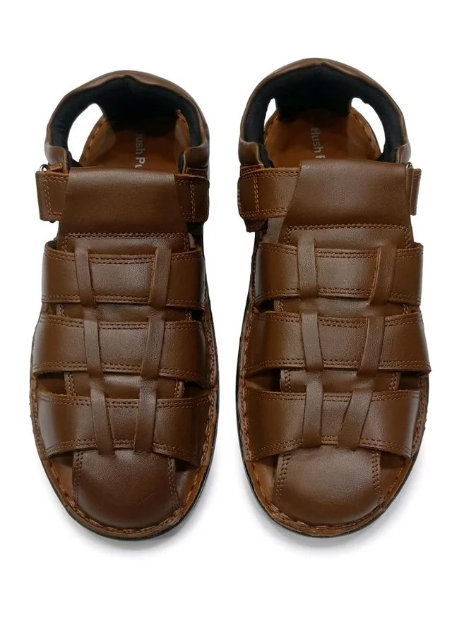 Genuine Leather Men's Trendy Comfort Sandals - 11, Tangerine