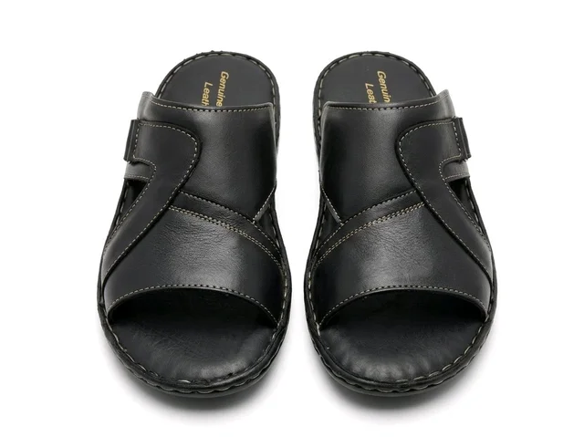 Bold Walk Leather Sandals - 11, Black