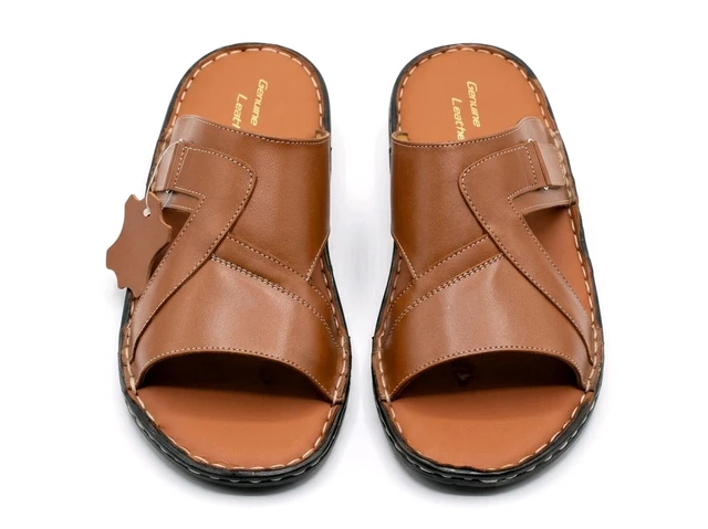 Bold Walk Leather Sandals - 6, Yellow Orange