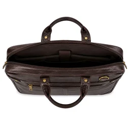 premium-genuine-leather-laptop-slim-single-compartment-bag-15-5-inch - Size: 15.5 Inches, Brown