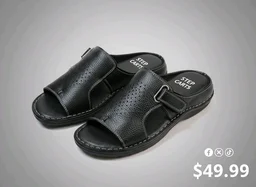 Royal Comfort Trendy Leather Sandals Collection - 10, Black
