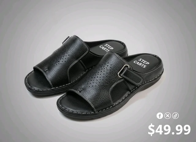 Royal Comfort Trendy Leather Sandals Collection - 11, Black
