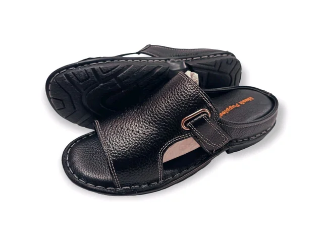 Royal Comfort Trendy Leather Sandals Collection - 11, Black