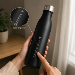 Giftflix Customized Name Engraved Stainless Steel Water Bottle ā Personalized 1000 ml Leak-Proof Matte Bottle for Gym, Office & Daily Travel