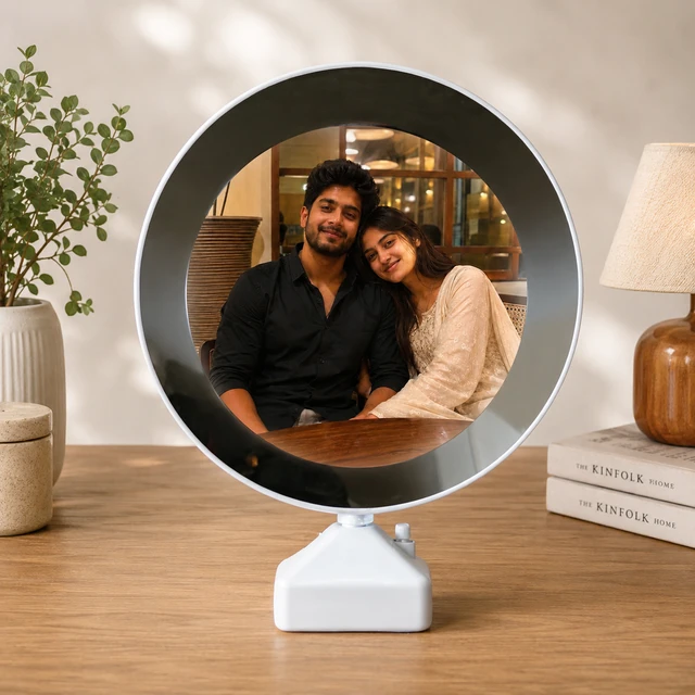 Magic Mirror Photo Frame with LED Light | Customized Round Magic Mirror Gift