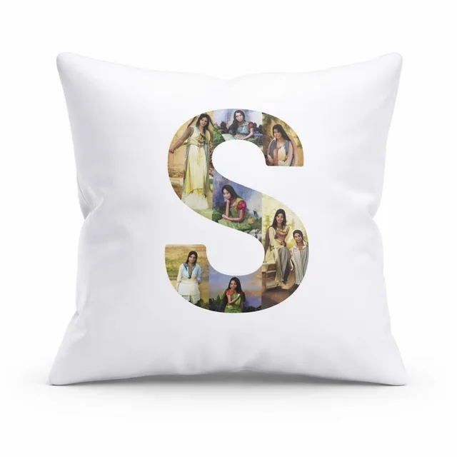 Customized Alphabet Photo Cushion | Personalized Letter Pillow with Photos