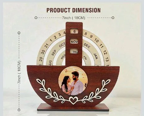 Customized Wooden Calendar Photo Frame | Personalized Anniversary Date Frame Gift