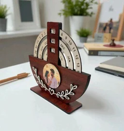 Customized Wooden Calendar Photo Frame | Personalized Anniversary Date Frame Gift