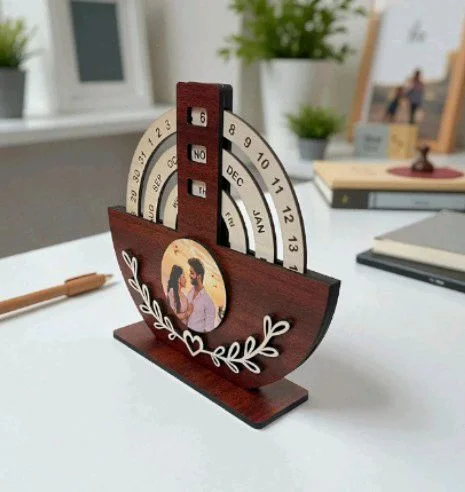 Customized Wooden Calendar Photo Frame | Personalized Anniversary Date Frame Gift