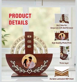 Customized Wooden Calendar Photo Frame | Personalized Anniversary Date Frame Gift